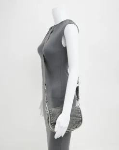 Grey Denim Soft Volume Crossbody Bag