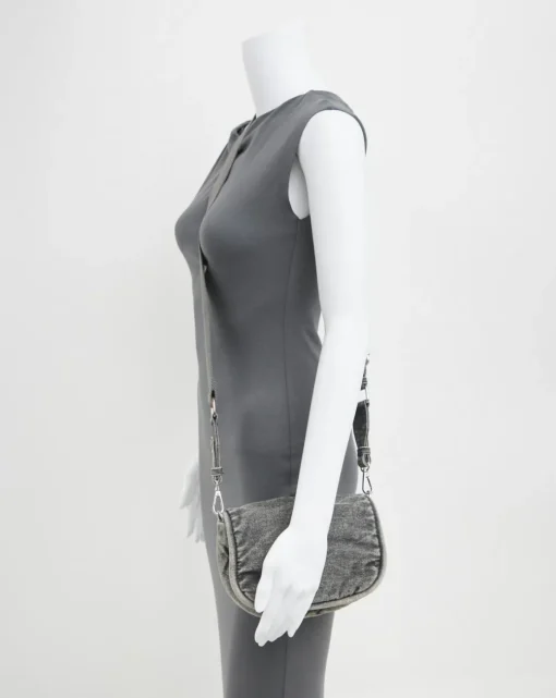 Grey Denim Soft Volume Crossbody Bag