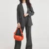 Grey Pinstripe Wide Leg Trousers