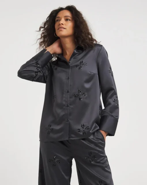 Grey Sequin Spot Shirt
