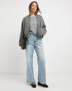 Grey Wool Like Bomber Jacket