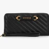 Guess Large Sela Quilted Black Zip Around Wallet
