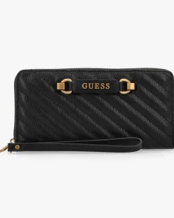 Guess Large Sela Quilted Black Zip Around Wallet