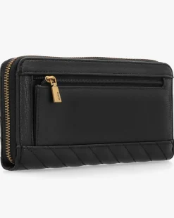 Guess Large Sela Quilted Black Zip Around Wallet