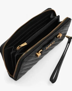 Guess Large Sela Quilted Black Zip Around Wallet