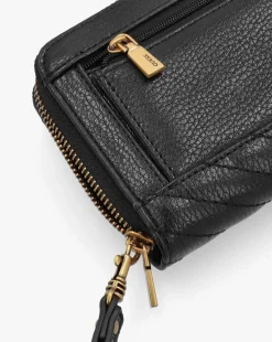 Guess Large Sela Quilted Black Zip Around Wallet