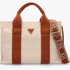 Guess Small Canvas II Natural Cognac Tote Bag