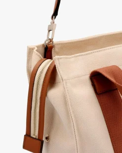 Guess Small Canvas II Natural Cognac Tote Bag