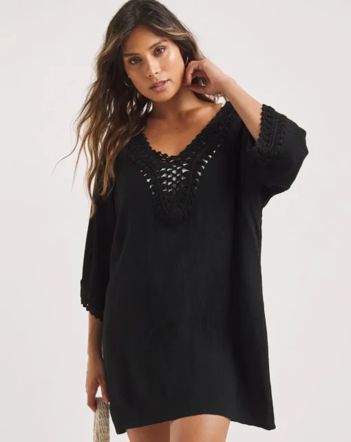 Hawaii Crochet Detail Mini Beach Dress