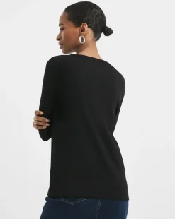 Henley Button Front Long Sleeve Top