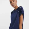 Indigo Embellished Trim T-shirt