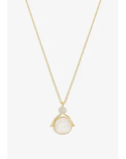 Inicio Gold Plated Evil Eye And Mother Of Pearl Spinning Pendant - Gift Pouch