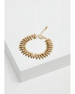 Inicio Gold Plated Polished Ridged Bracelet - Gift Pouch