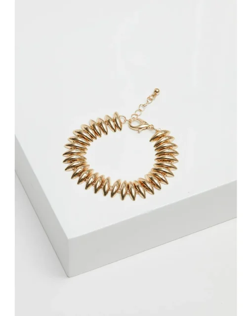 Inicio Gold Plated Polished Ridged Bracelet - Gift Pouch