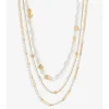 Inicio Gold Plated Semi Precious Pearl And Chain Layered Necklace - Gift Pouch