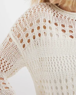 Ivory Crochet Long Sleeve Jumper