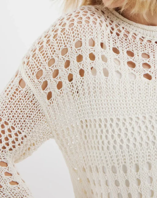 Ivory Crochet Long Sleeve Jumper