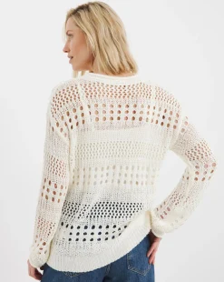 Ivory Crochet Long Sleeve Jumper