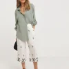 Ivory Embroidered Cotton Mix Culottes