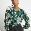 Joanna Hope Crinkle Chiffon Ruffle Blouse