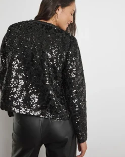 Joanna Hope Cropped Boucle Sequin Jacket