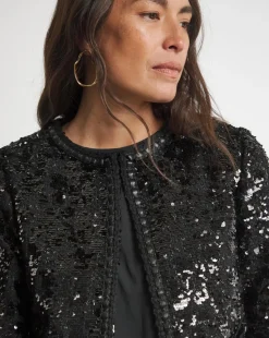 Joanna Hope Cropped Boucle Sequin Jacket