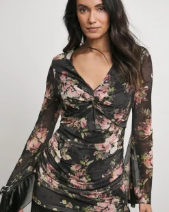 Joanna Hope Mesh Twist Top