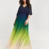 Joanna Hope Ombre Print Pleated Dress