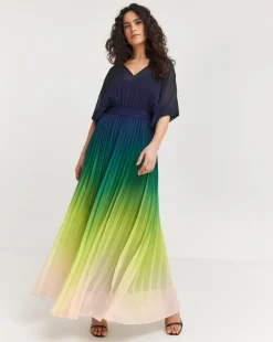 Joanna Hope Ombre Print Pleated Dress