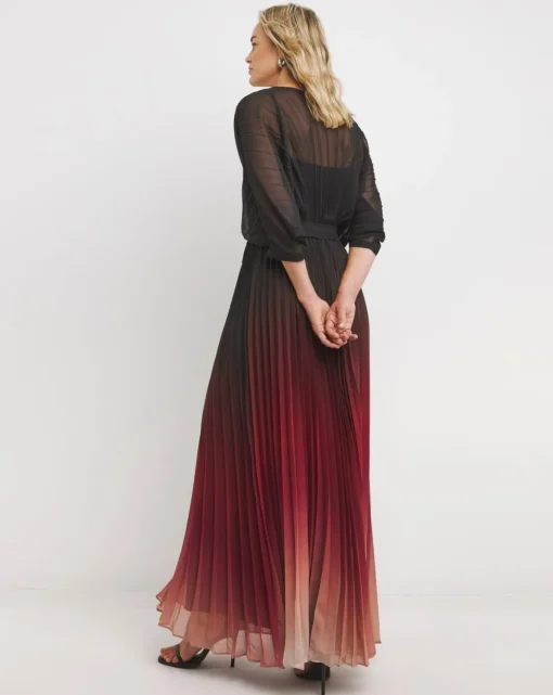 Joanna Hope Ombre Print Pleated Dress