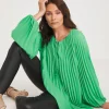 Joanna Hope Pleated Keyhole Blouse