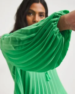 Joanna Hope Pleated Keyhole Blouse