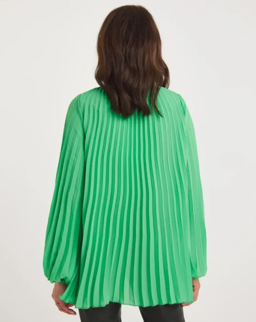 Joanna Hope Pleated Keyhole Blouse