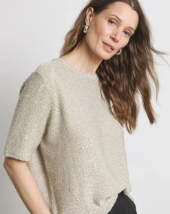 Joanna Hope Short Sleeve Sequin Knit Jumper