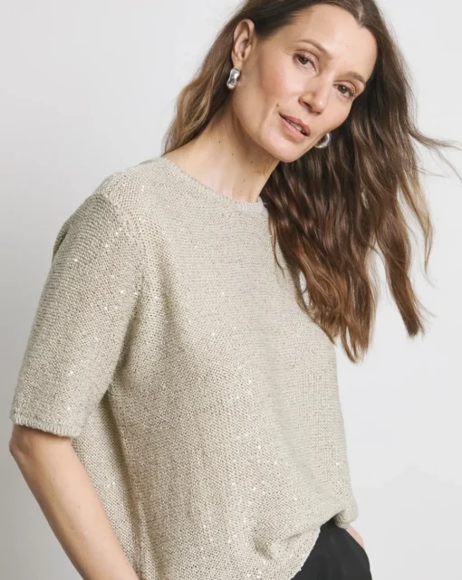 Joanna Hope Short Sleeve Sequin Knit Jumper
