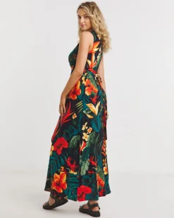 Joe Browns Beautiful Tropical Shirred Jersey Maxi Dress