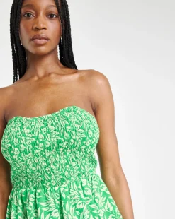 Joe Browns Green Leaf Print Short Beach Dress