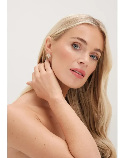 Jon Richard Gold Pave Clover Stud Earrings