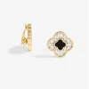 Jon Richard Gold Plated Cubic Zirconia And Jet Enamel Clip Earrings
