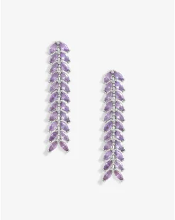 Jon Richard Rhodium Plated Lavender Leaf Earrings