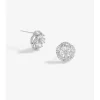 Jon Richard Rhodium Plated Cubic Zirconia Flower Stud Earrings