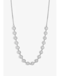 Jon Richard Rhodium Plated Cubic Mini Flower Adjustable Necklace
