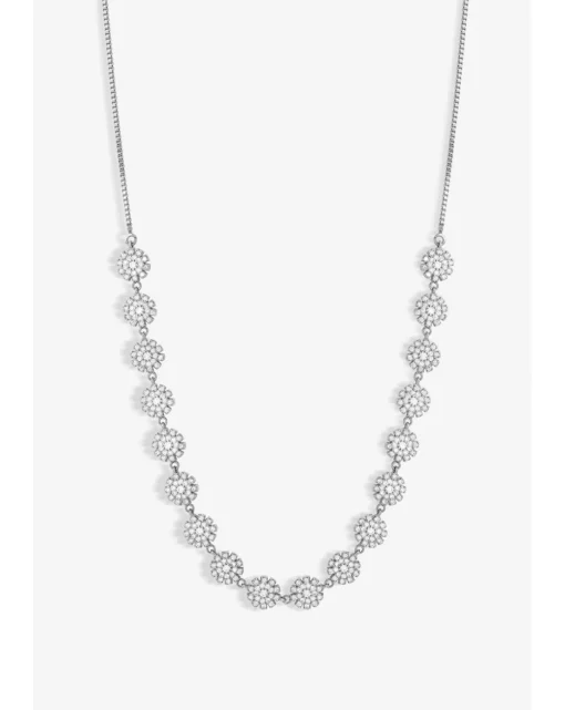 Jon Richard Rhodium Plated Cubic Mini Flower Adjustable Necklace