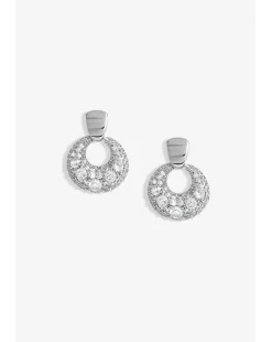 Jon Richard Rhodium Plated Polished And Micro Pave Door Knocker Earrings