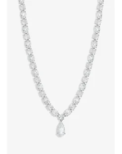 Jon Richard Rhodium Plated Cubic Zirconia Peardrop Allway Necklace - Gift Boxed