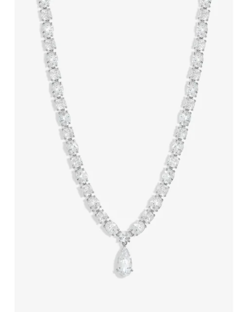Jon Richard Rhodium Plated Cubic Zirconia Peardrop Allway Necklace - Gift Boxed