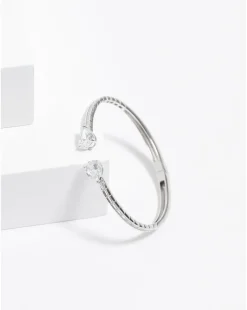 Jon Richard Rhodium Plated Cubic Zirconia Peardrop Open Hinge Bangle