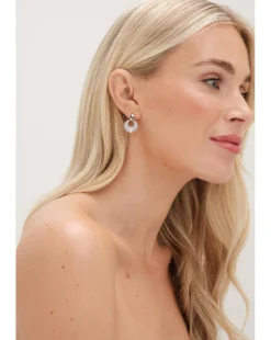 Jon Richard Rhodium Plated Polished And Micro Pave Door Knocker Earrings