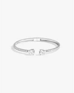 Jon Richard Rhodium Plated Cubic Zirconia Peardrop Open Hinge Bangle