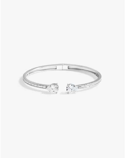 Jon Richard Rhodium Plated Cubic Zirconia Peardrop Open Hinge Bangle